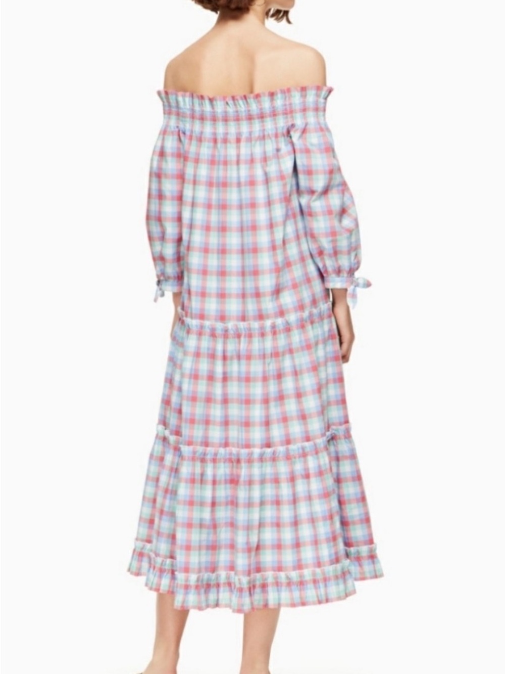 kate spade Pastel Plaid Off-Shoulder Dress Excellent Condition - Picture 4 of 10